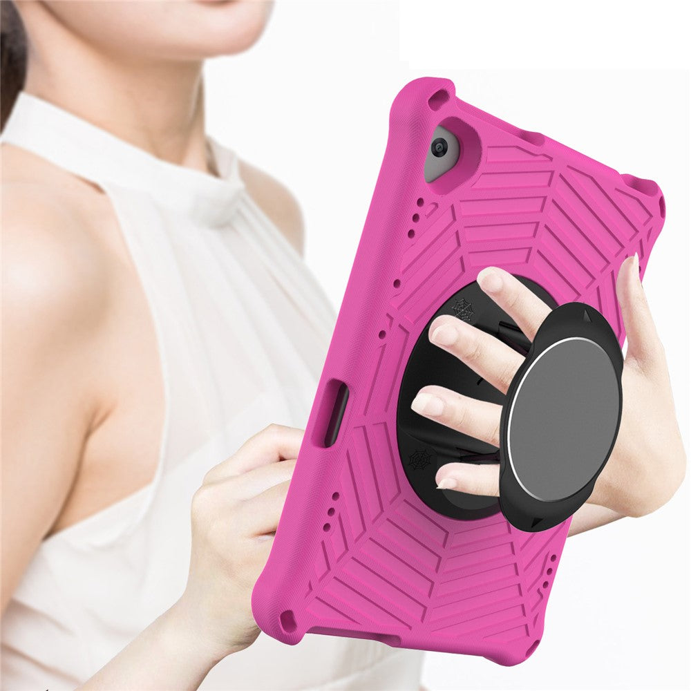 Spider Web Texture Scratch-resistant EVA Smart Tablet Case Cover with Kickstand and Shoulder Strap for Lenovo Tab M10 TB-X505F/TB-X605F 10.1-inch - Rose