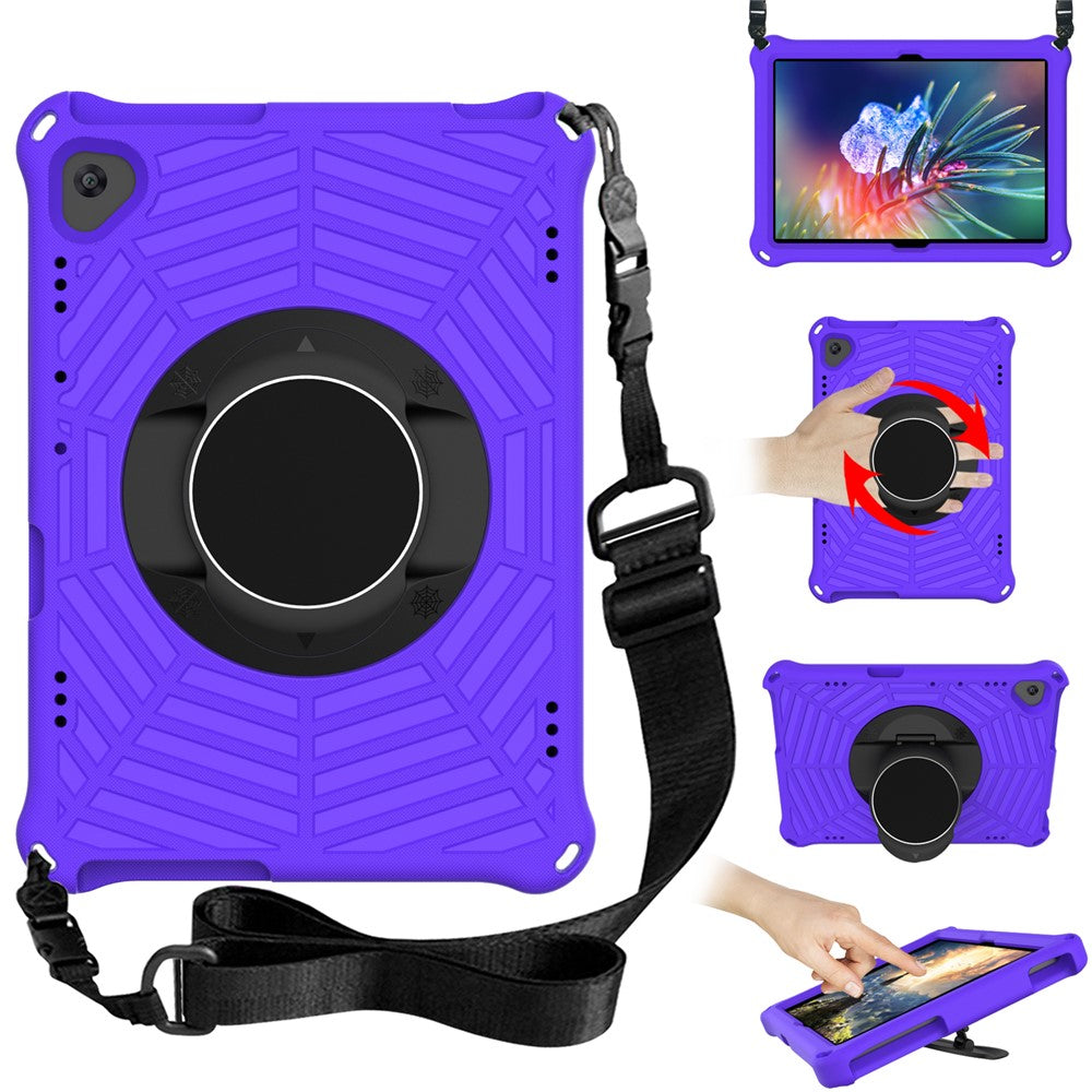 Spider Web Texture Scratch-resistant EVA Smart Tablet Case Cover with Kickstand and Shoulder Strap for Lenovo Tab M10 TB-X505F/TB-X605F 10.1-inch - Purple