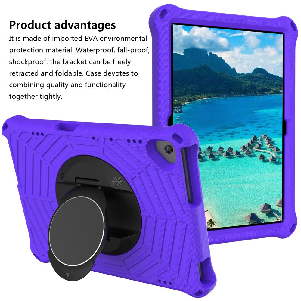Spider Web Texture Scratch-resistant EVA Smart Tablet Case Cover with Kickstand and Shoulder Strap for Lenovo Tab M10 TB-X505F/TB-X605F 10.1-inch - Purple
