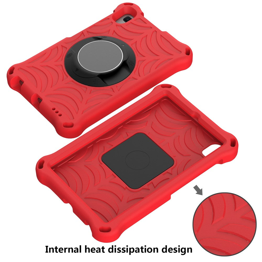 Stylish Spider Web Texture EVA Tablet Case Kickstand Cover Shell with Shoulder Strap for Lenovo Tab M8 (1st Gen) TB-8505/M8 (2nd Gen) TB-8705/M8 (3rd Gen) TB-8506 - Red