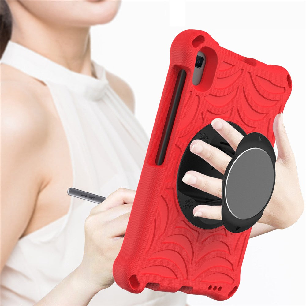 Stylish Spider Web Texture EVA Tablet Case Kickstand Cover Shell with Shoulder Strap for Lenovo Tab M8 (1st Gen) TB-8505/M8 (2nd Gen) TB-8705/M8 (3rd Gen) TB-8506 - Red
