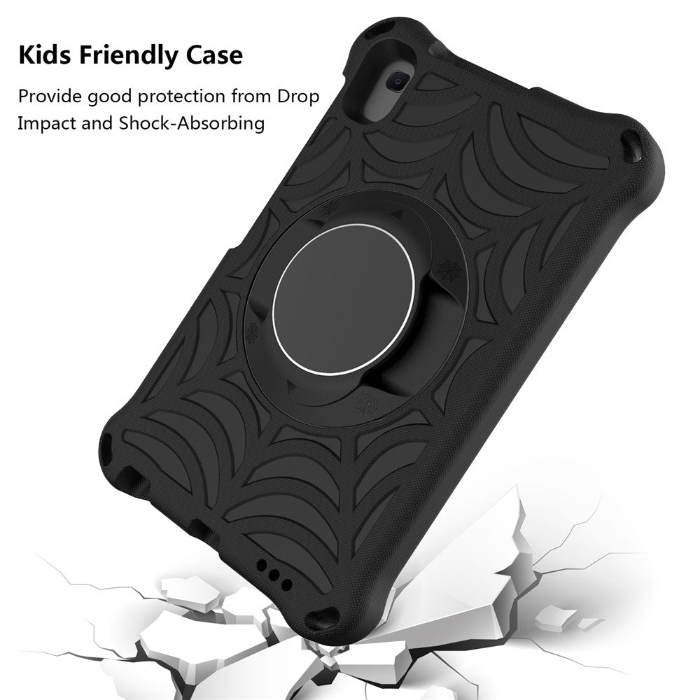 Stylish Spider Web Texture EVA Tablet Case Kickstand Cover Shell with Shoulder Strap for Lenovo Tab M8 (1st Gen) TB-8505/M8 (2nd Gen) TB-8705/M8 (3rd Gen) TB-8506 - Black
