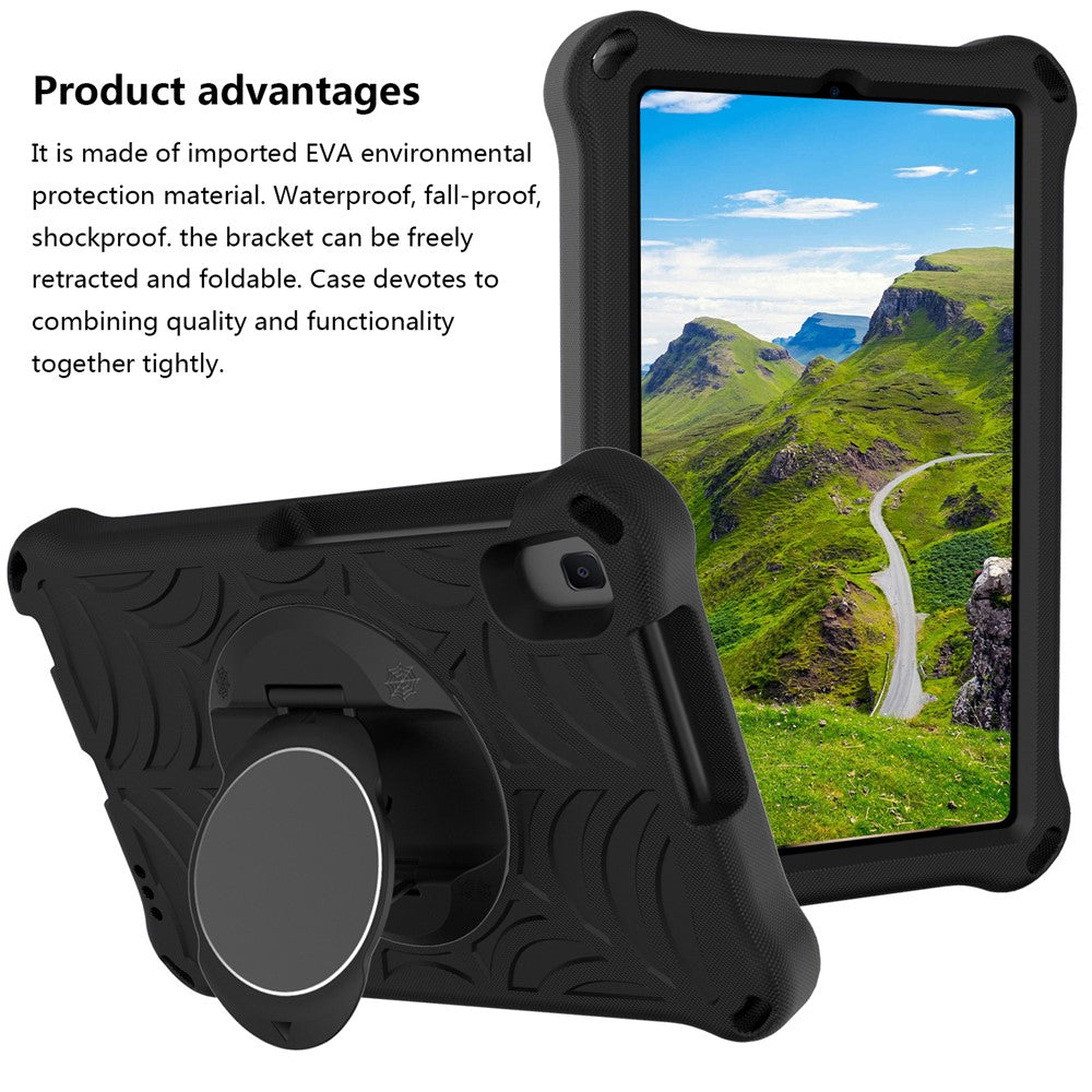 Stylish Spider Web Texture EVA Tablet Case Kickstand Cover Shell with Shoulder Strap for Lenovo Tab M8 (1st Gen) TB-8505/M8 (2nd Gen) TB-8705/M8 (3rd Gen) TB-8506 - Black