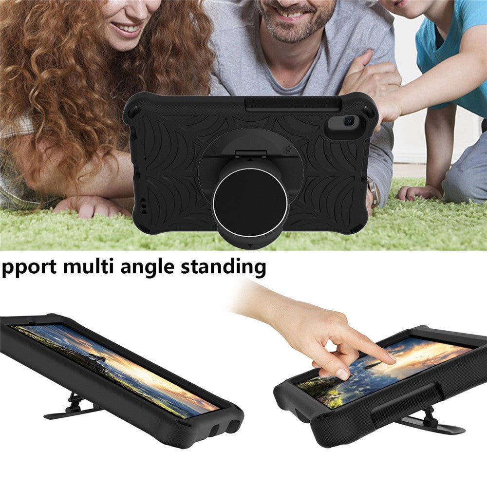 Stylish Spider Web Texture EVA Tablet Case Kickstand Cover Shell with Shoulder Strap for Lenovo Tab M8 (1st Gen) TB-8505/M8 (2nd Gen) TB-8705/M8 (3rd Gen) TB-8506 - Black