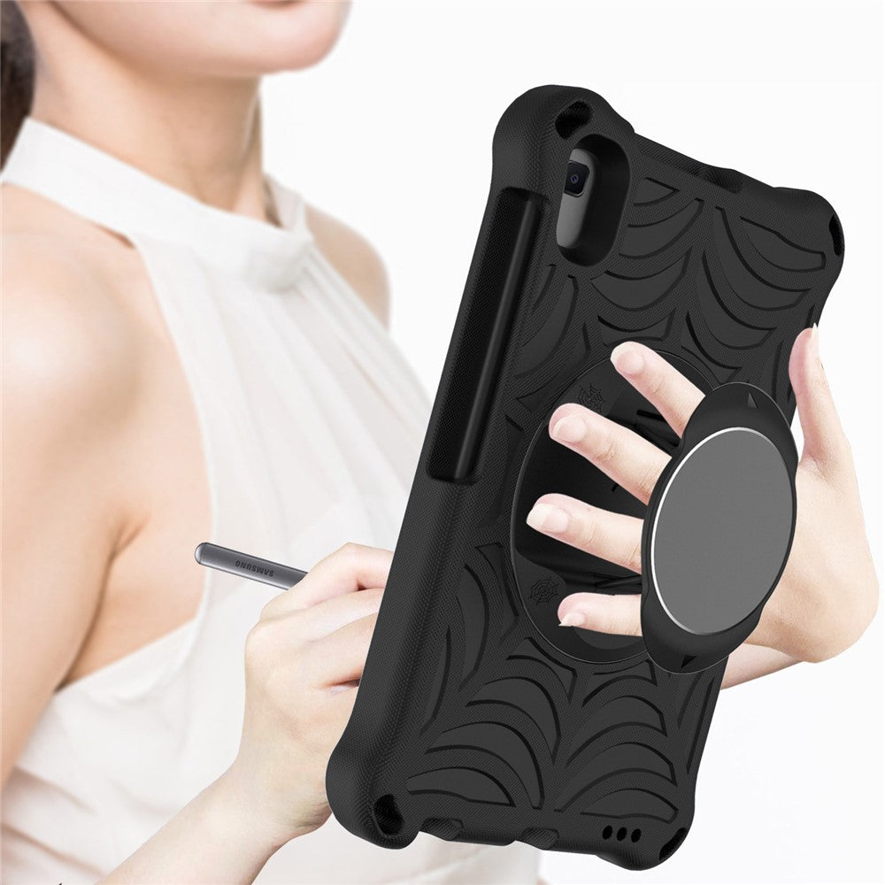 Stylish Spider Web Texture EVA Tablet Case Kickstand Cover Shell with Shoulder Strap for Lenovo Tab M8 (1st Gen) TB-8505/M8 (2nd Gen) TB-8705/M8 (3rd Gen) TB-8506 - Black