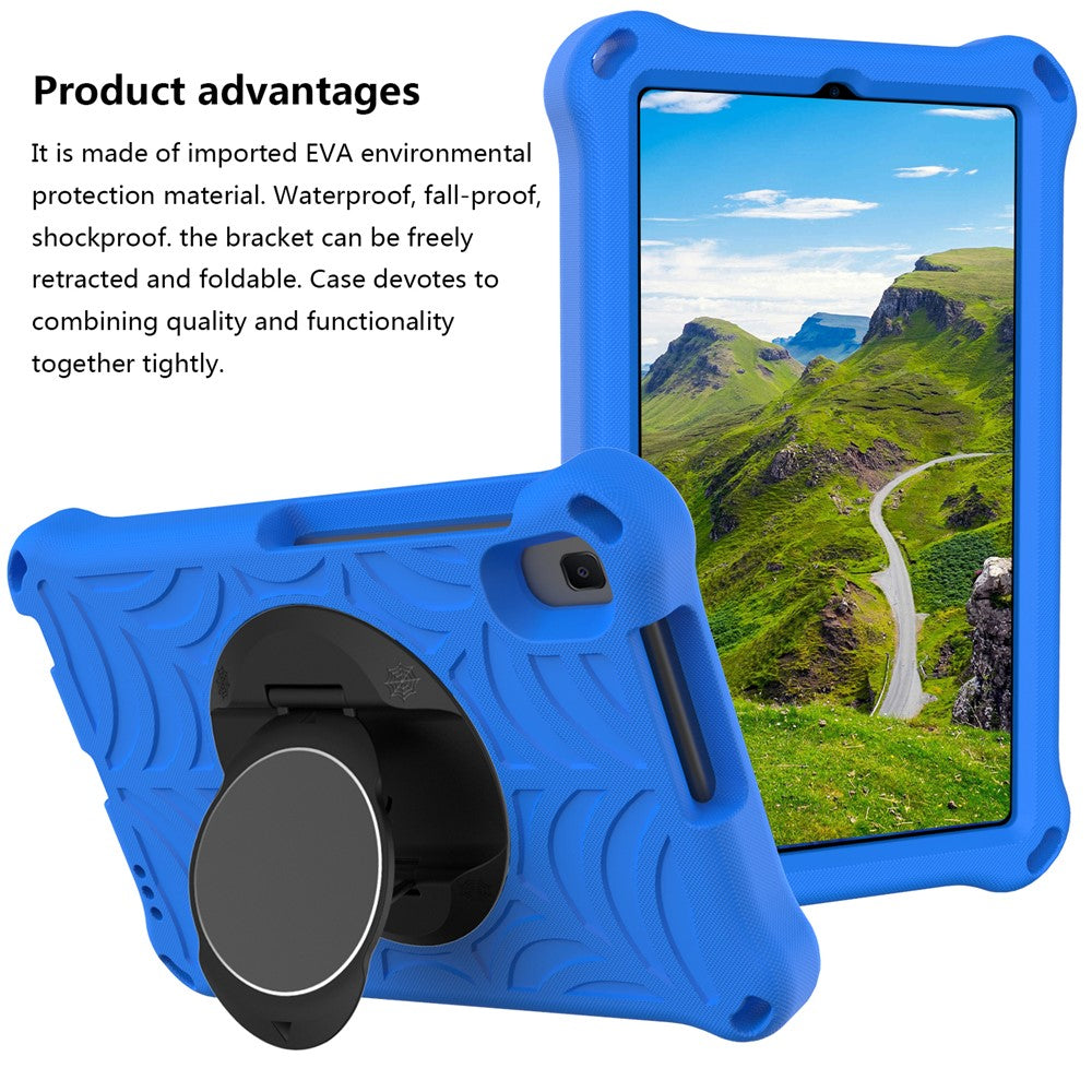 Stylish Spider Web Texture EVA Tablet Case Kickstand Cover Shell with Shoulder Strap for Lenovo Tab M8 (1st Gen) TB-8505/M8 (2nd Gen) TB-8705/M8 (3rd Gen) TB-8506 - Blue