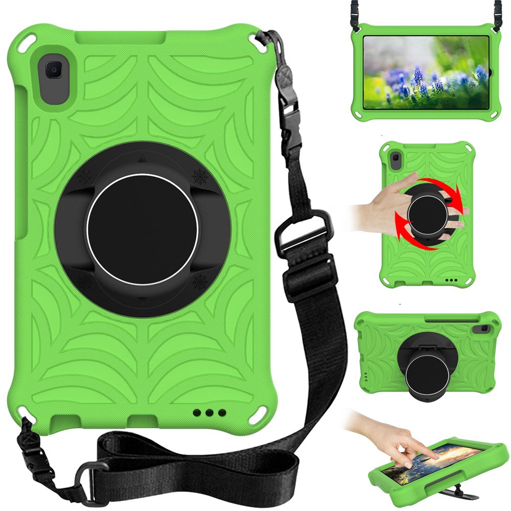 Stylish Spider Web Texture EVA Tablet Case Kickstand Cover Shell with Shoulder Strap for Lenovo Tab M8 (1st Gen) TB-8505/M8 (2nd Gen) TB-8705/M8 (3rd Gen) TB-8506 - Green