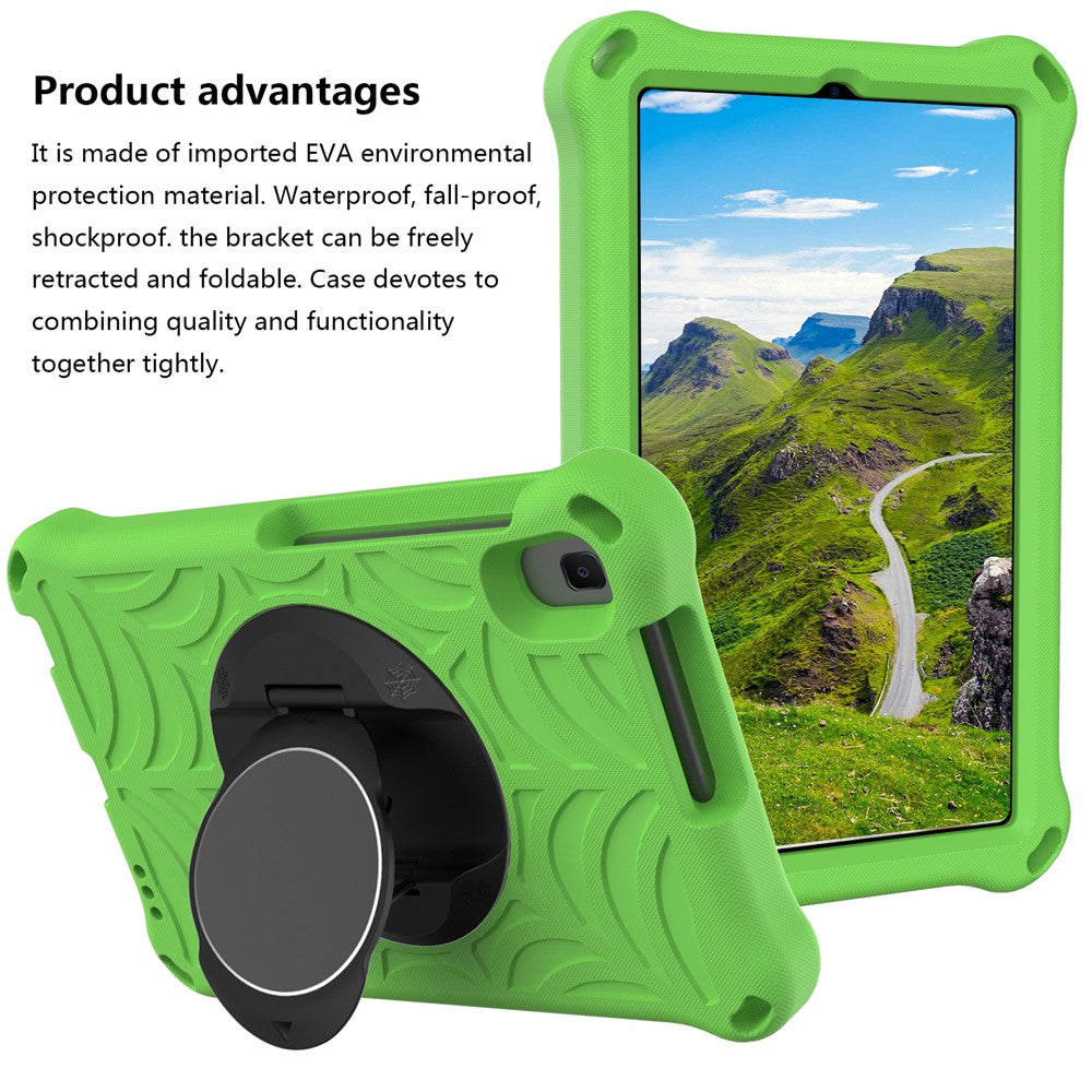 Stylish Spider Web Texture EVA Tablet Case Kickstand Cover Shell with Shoulder Strap for Lenovo Tab M8 (1st Gen) TB-8505/M8 (2nd Gen) TB-8705/M8 (3rd Gen) TB-8506 - Green