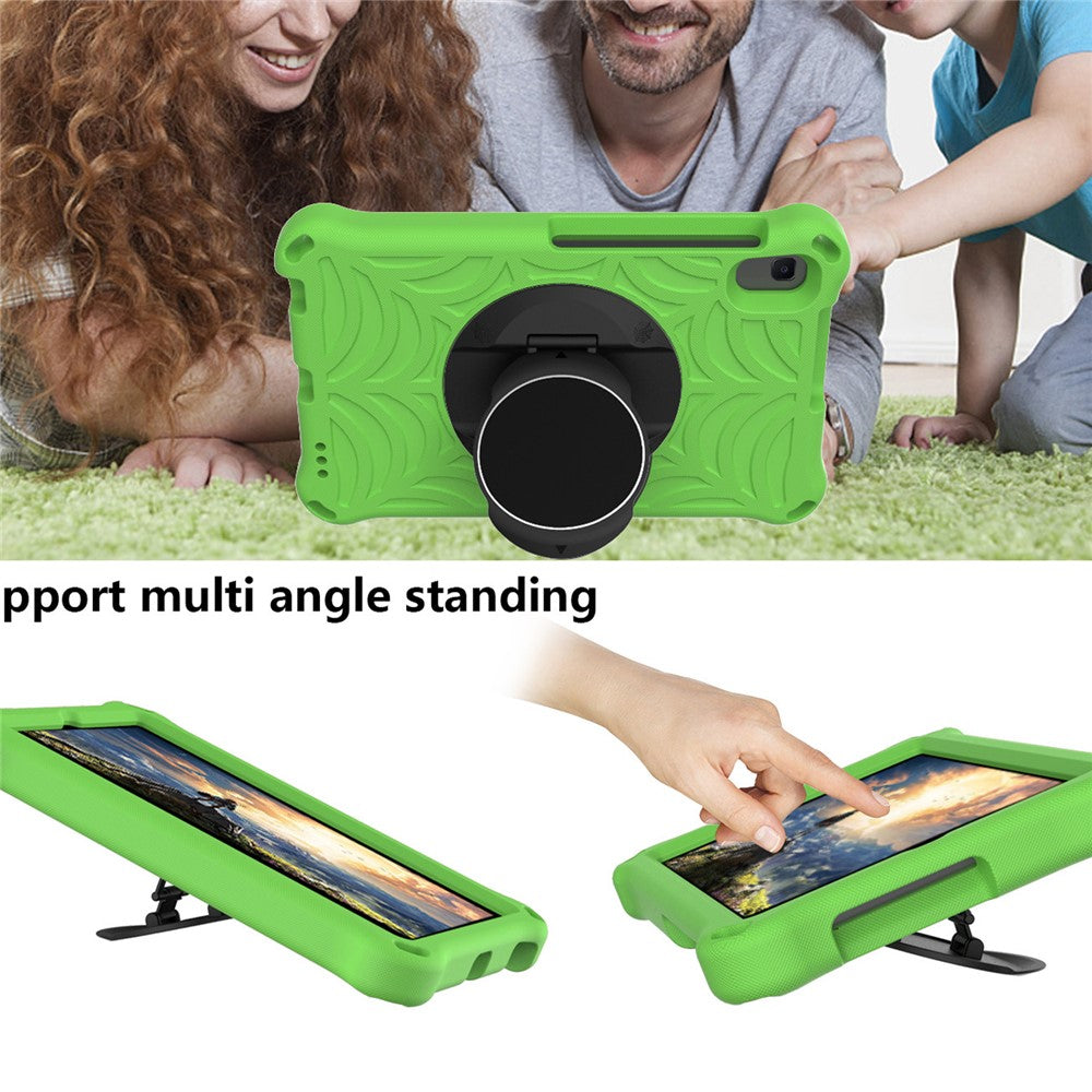 Stylish Spider Web Texture EVA Tablet Case Kickstand Cover Shell with Shoulder Strap for Lenovo Tab M8 (1st Gen) TB-8505/M8 (2nd Gen) TB-8705/M8 (3rd Gen) TB-8506 - Green