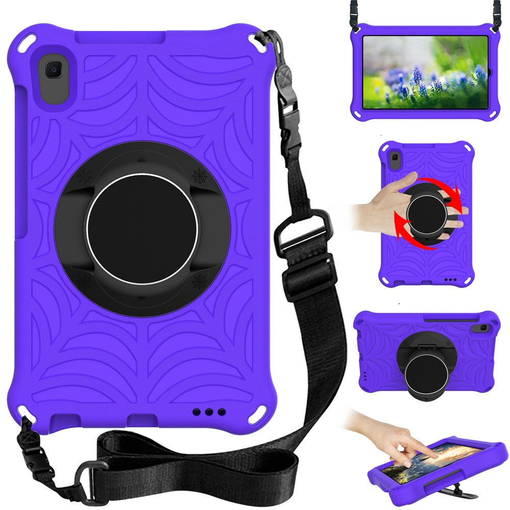 Stylish Spider Web Texture EVA Tablet Case Kickstand Cover Shell with Shoulder Strap for Lenovo Tab M8 (1st Gen) TB-8505/M8 (2nd Gen) TB-8705/M8 (3rd Gen) TB-8506 - Purple