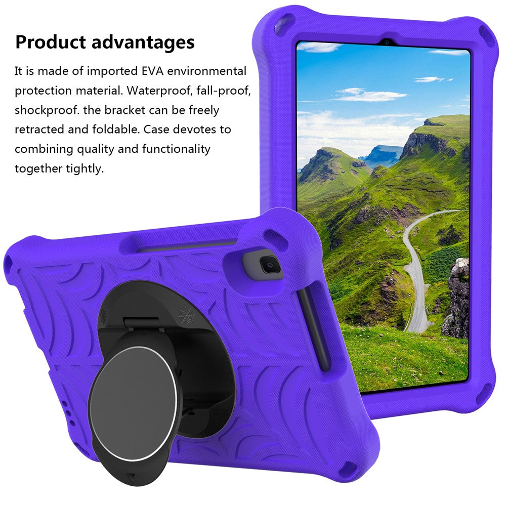 Stylish Spider Web Texture EVA Tablet Case Kickstand Cover Shell with Shoulder Strap for Lenovo Tab M8 (1st Gen) TB-8505/M8 (2nd Gen) TB-8705/M8 (3rd Gen) TB-8506 - Purple