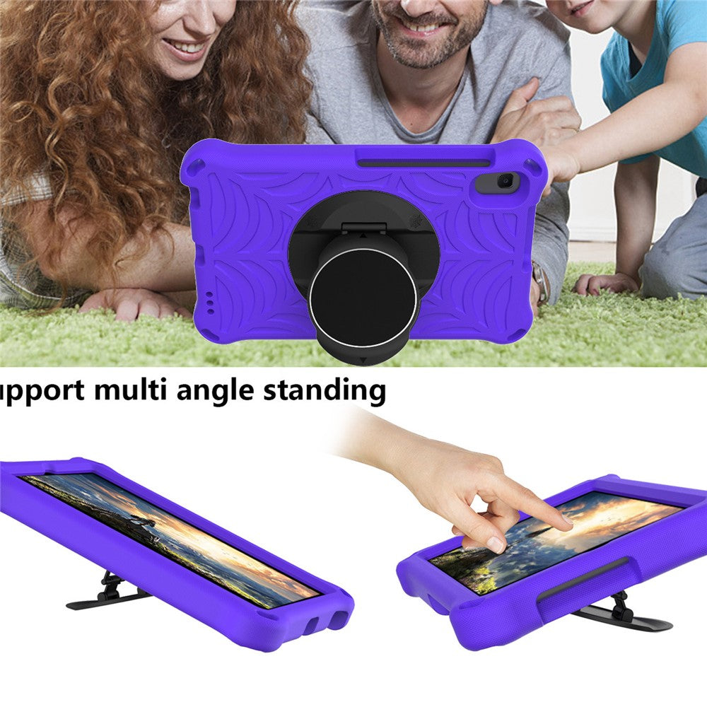 Stylish Spider Web Texture EVA Tablet Case Kickstand Cover Shell with Shoulder Strap for Lenovo Tab M8 (1st Gen) TB-8505/M8 (2nd Gen) TB-8705/M8 (3rd Gen) TB-8506 - Purple