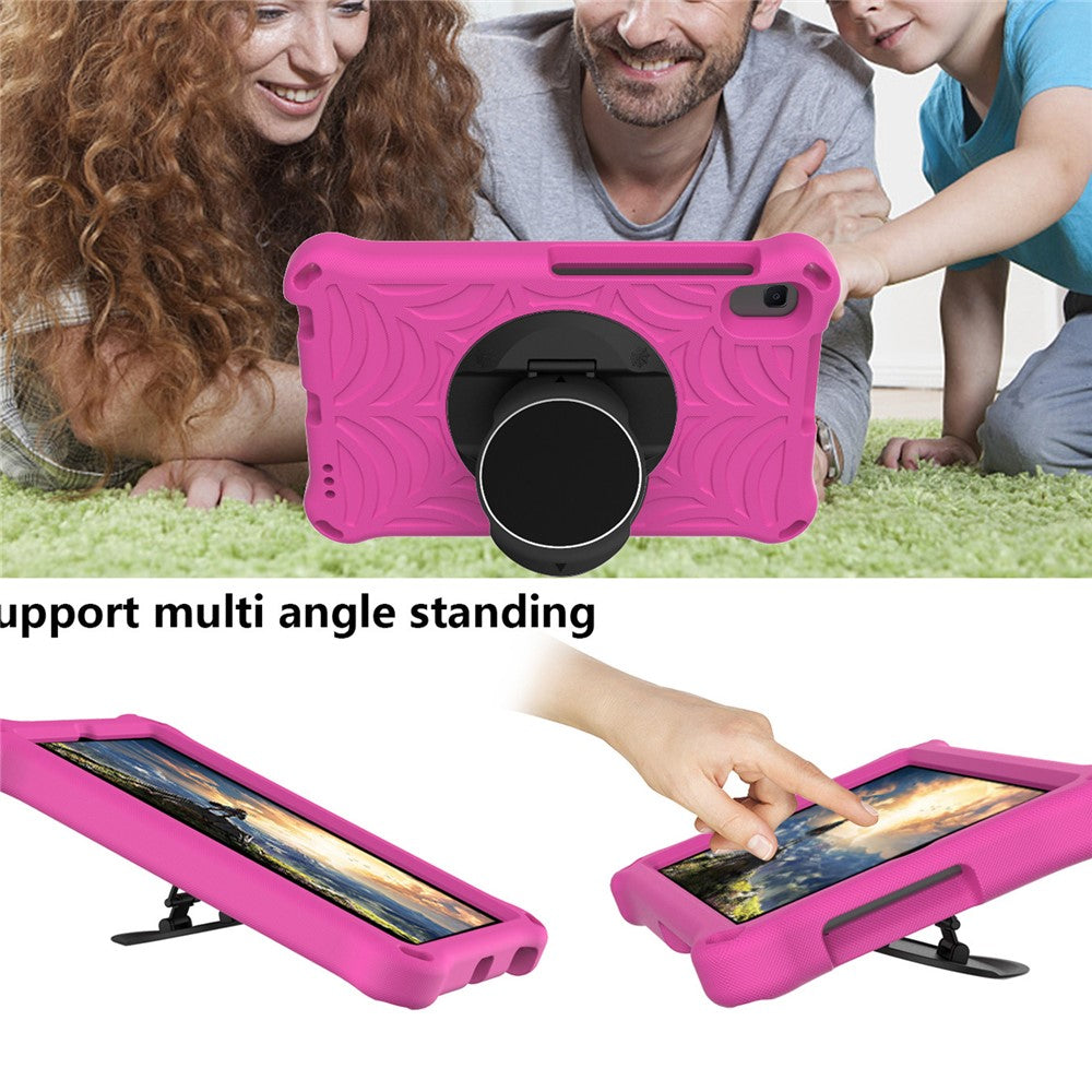 Stylish Spider Web Texture EVA Tablet Case Kickstand Cover Shell with Shoulder Strap for Lenovo Tab M8 (1st Gen) TB-8505/M8 (2nd Gen) TB-8705/M8 (3rd Gen) TB-8506 - Rose