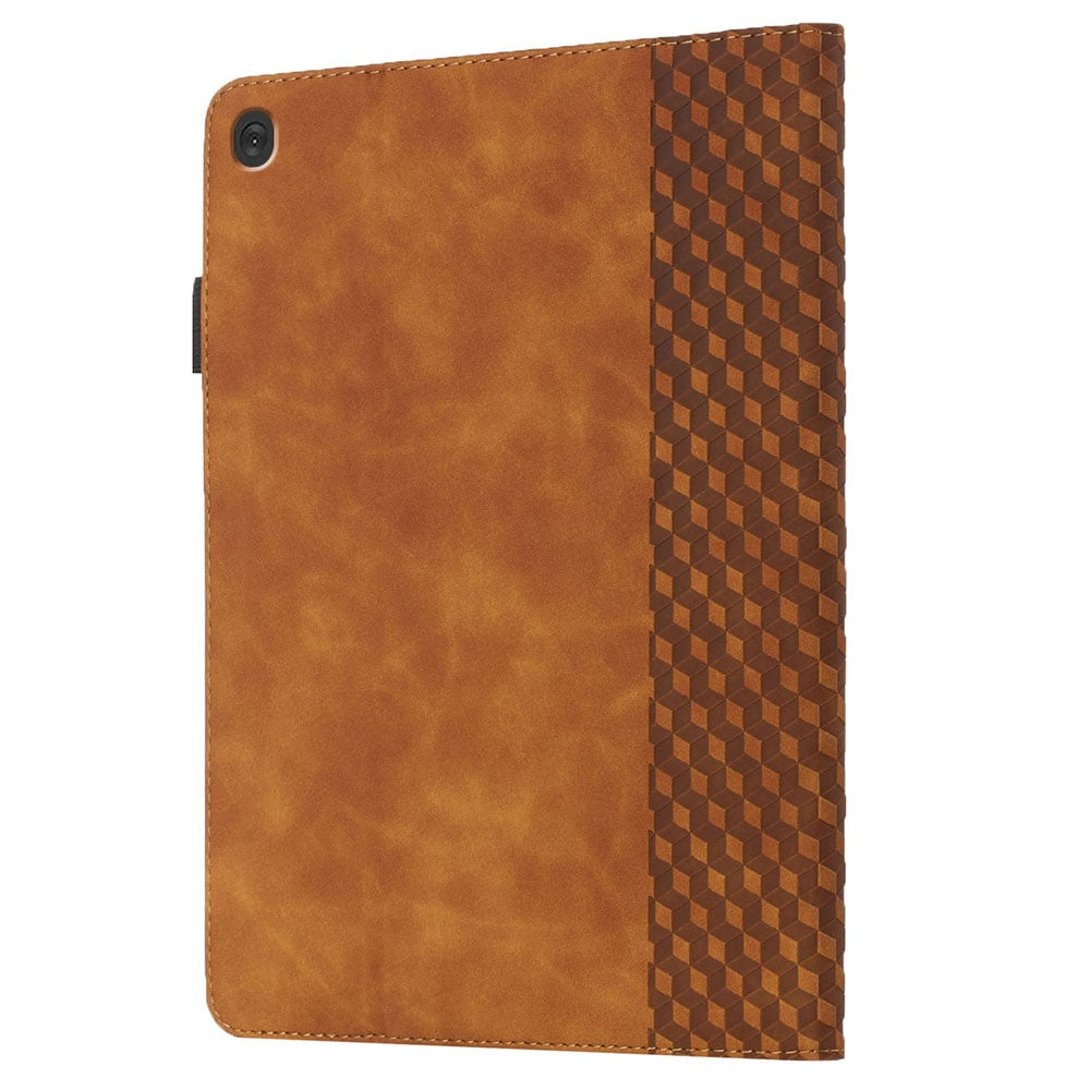 All-Inclusive Rhombus Imprinting Anti-Wear Skin-Touch PU Leather Tablet Protective Cover Case with Card Slots for Lenovo M10 FHD REL TB-X505F/X605F - Brown
