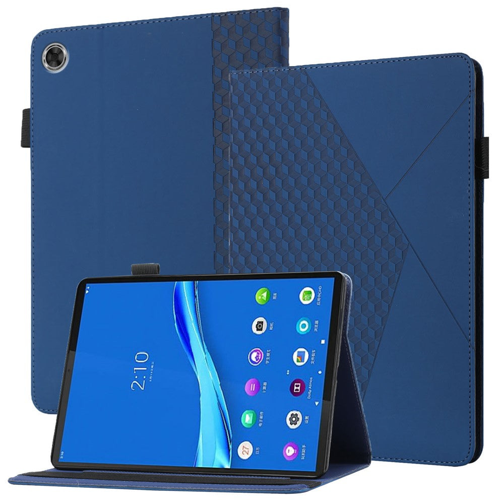 Drop-Proof Rhombus Imprinting Skin-Touch Leather + PU Tablet Protective Case Cover with Card Slots for Lenovo Tab M10 Plus TB-X606F - Sapphire