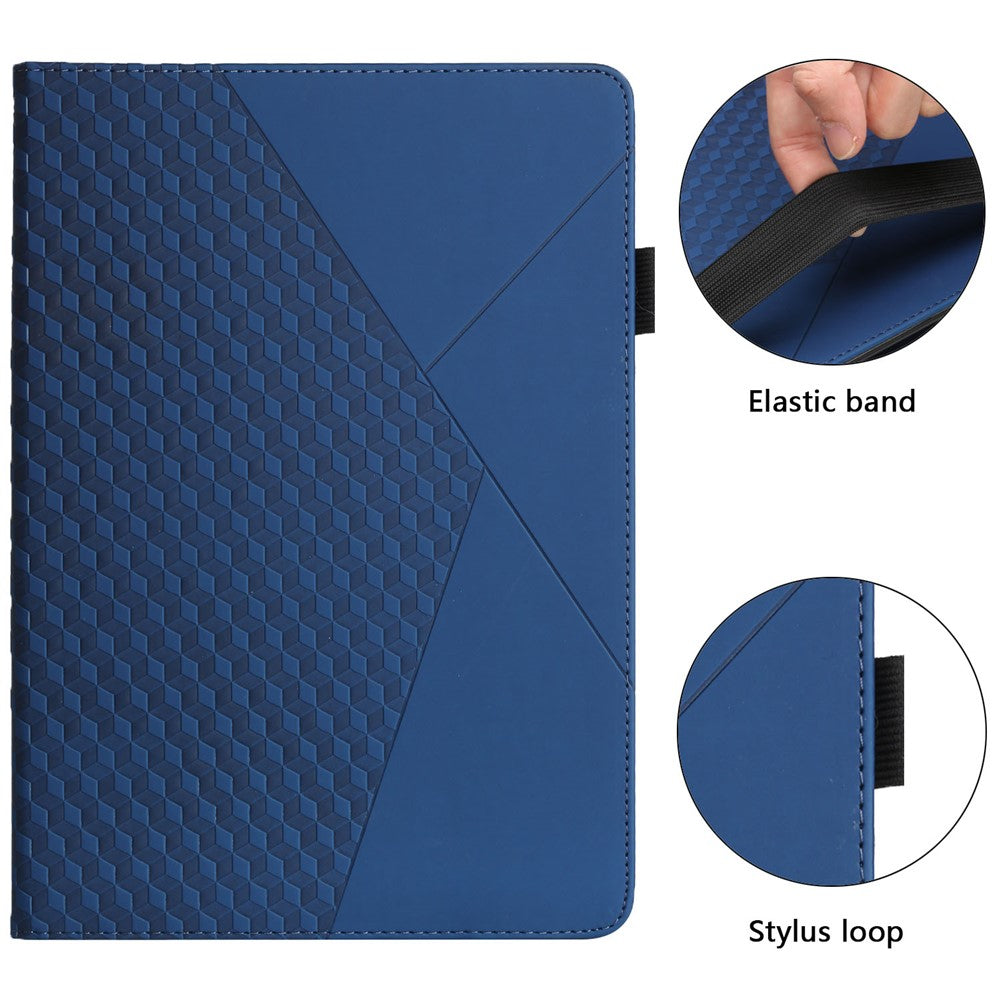 Drop-Proof Rhombus Imprinting Skin-Touch Leather + PU Tablet Protective Case Cover with Card Slots for Lenovo Tab M10 Plus TB-X606F - Sapphire
