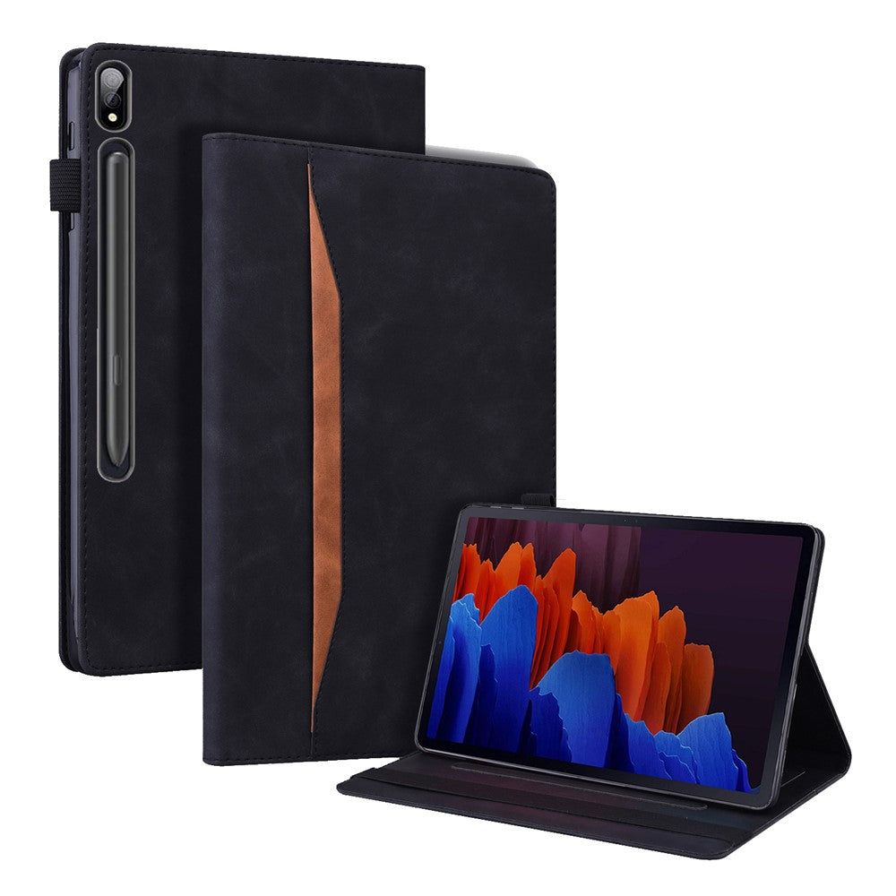 Shockproof Wallet Design Business Style PU Leather Flip Tablet Case with Stand for Lenovo Tab P12 Pro 12.6'' - Black