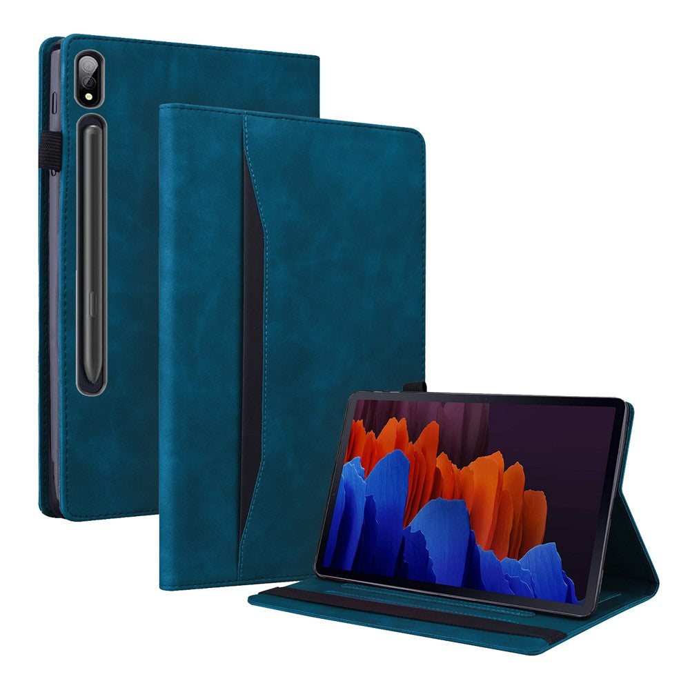 Shockproof Wallet Design Business Style PU Leather Flip Tablet Case with Stand for Lenovo Tab P12 Pro 12.6'' - Blue