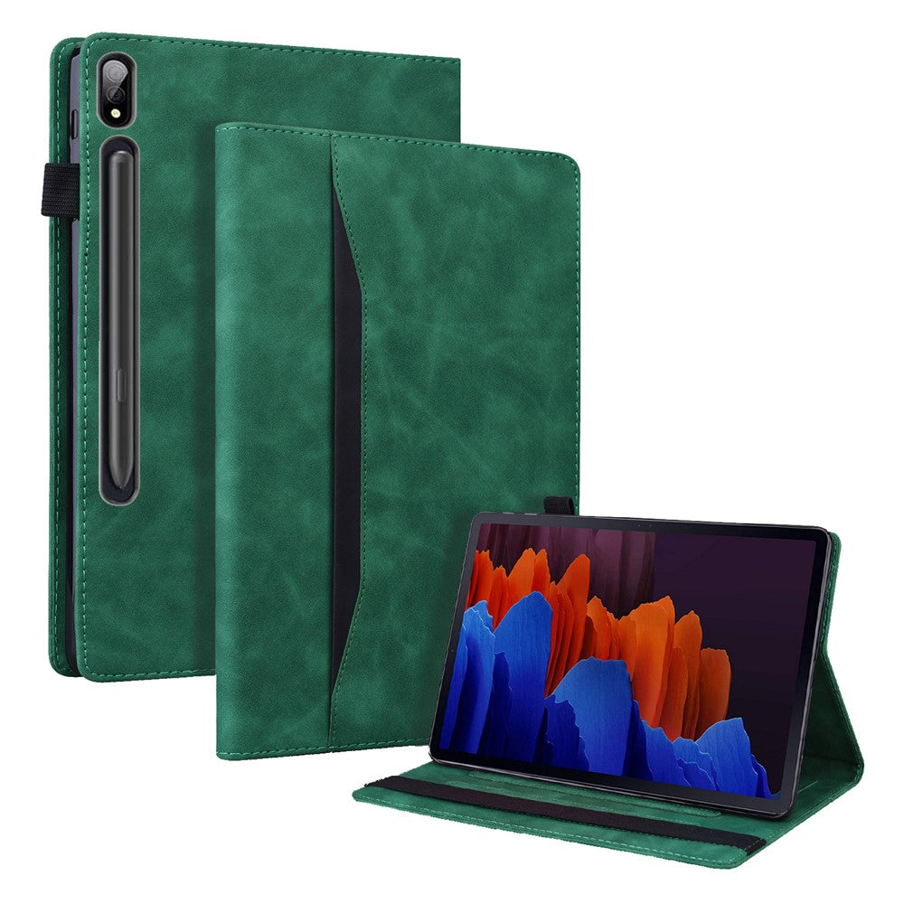 Shockproof Wallet Design Business Style PU Leather Flip Tablet Case with Stand for Lenovo Tab P12 Pro 12.6'' - Green
