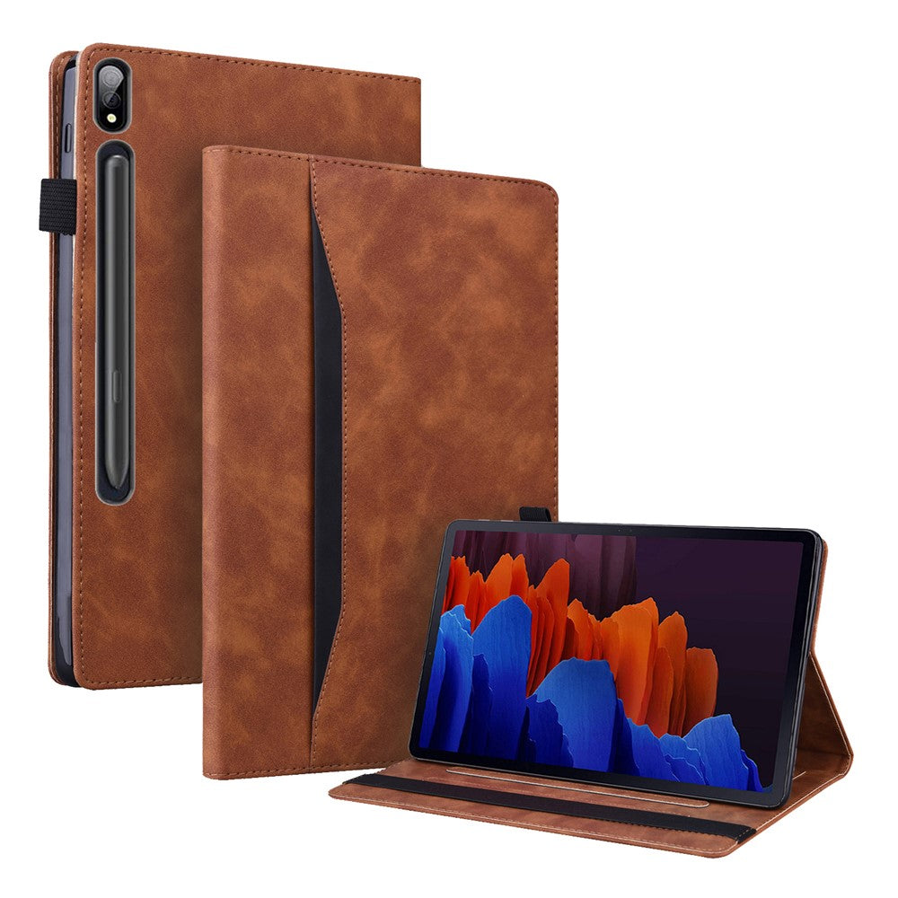 Shockproof Wallet Design Business Style PU Leather Flip Tablet Case with Stand for Lenovo Tab P12 Pro 12.6'' - Brown