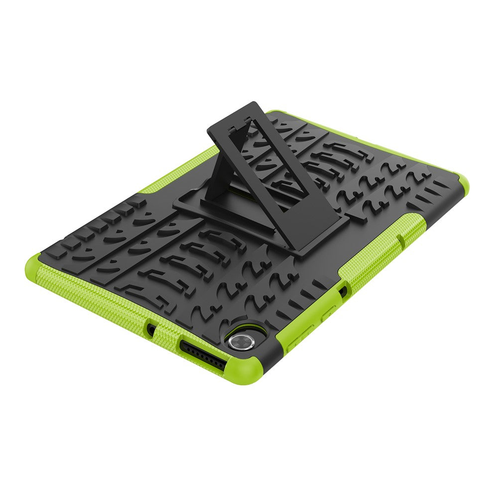 Cool Tire Texture Scratch-resistant PC + TPU Protective Tablet Cover with Kickstand for Lenovo Tab K10 - Green