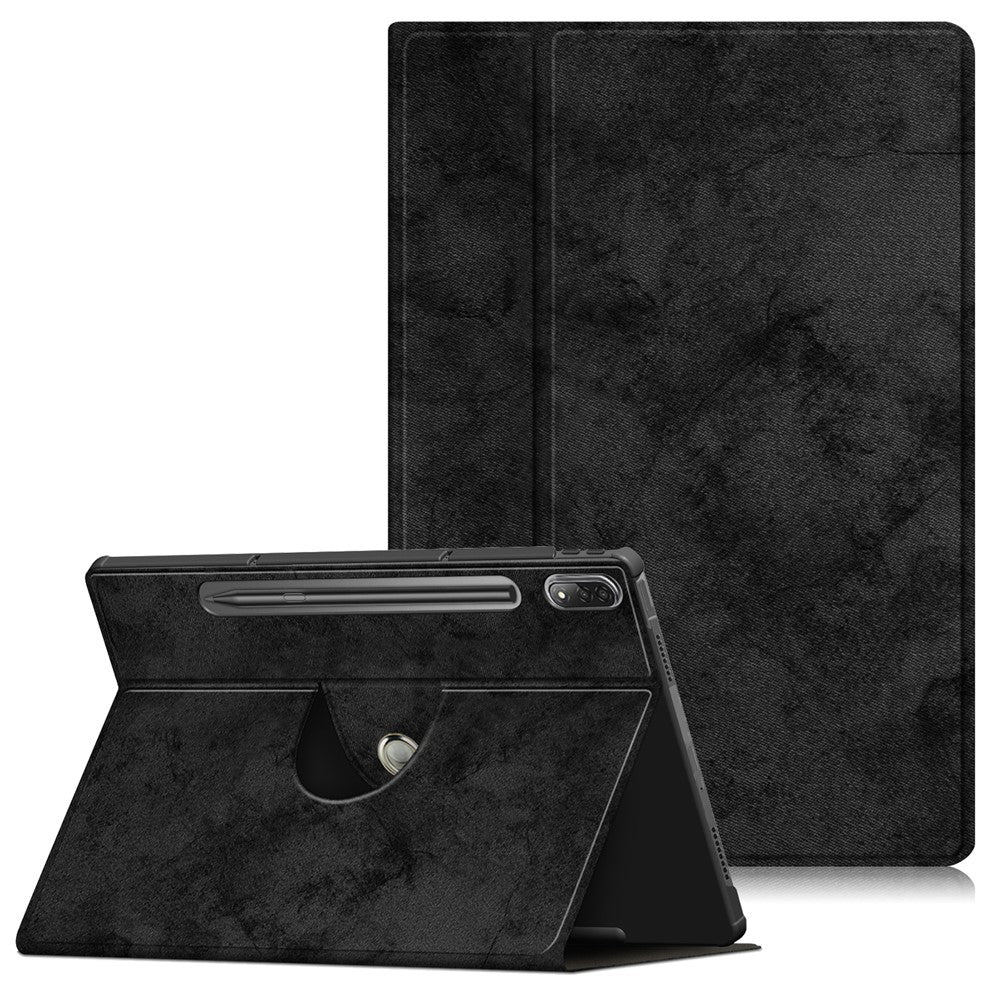 For Lenovo Tab P12 Pro 12.6 inch PU Leather Rotary Stand Tablet Case with Auto Wake/Sleep - Black