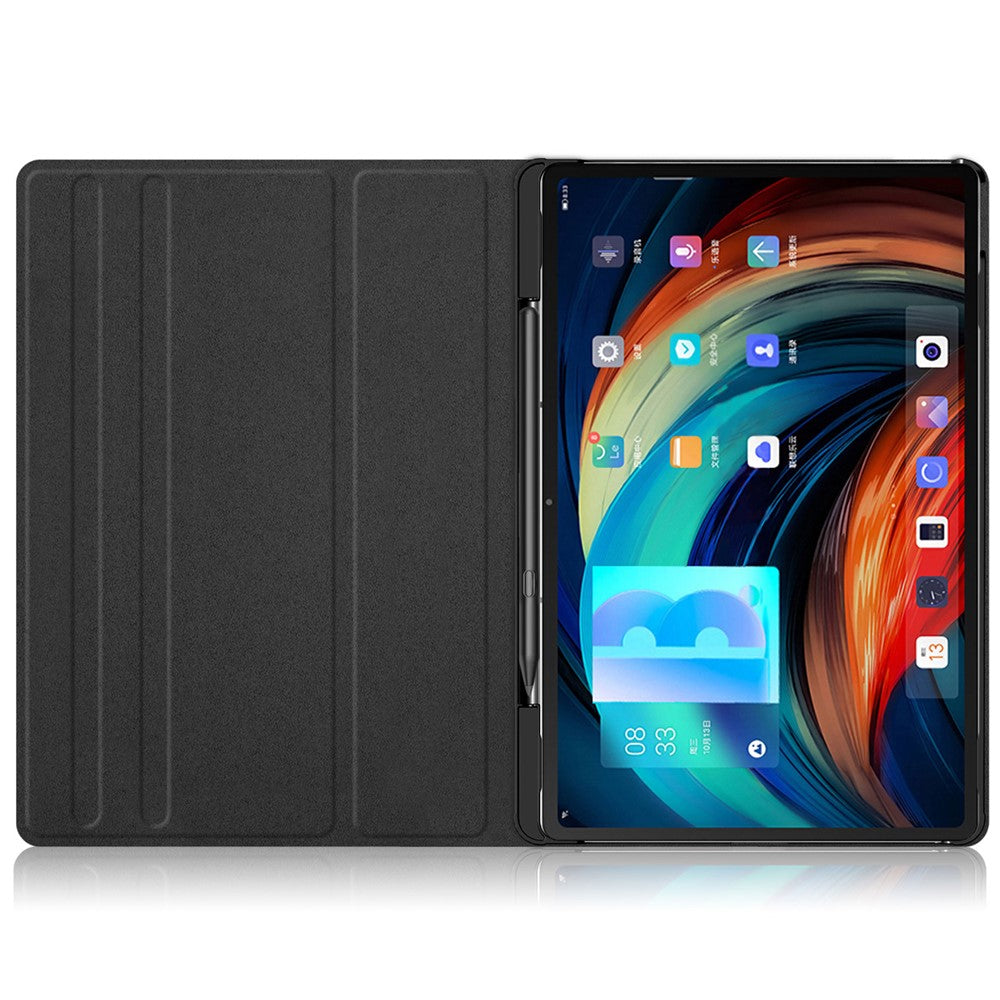For Lenovo Tab P12 Pro 12.6 inch PU Leather Rotary Stand Tablet Case with Auto Wake/Sleep - Black