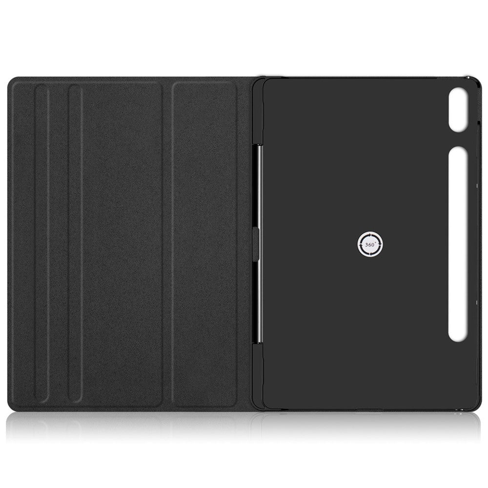 For Lenovo Tab P12 Pro 12.6 inch PU Leather Rotary Stand Tablet Case with Auto Wake/Sleep - Black