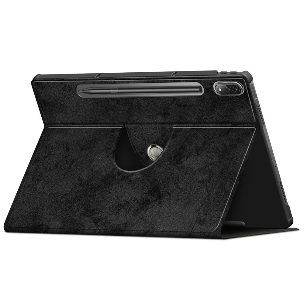 For Lenovo Tab P12 Pro 12.6 inch PU Leather Rotary Stand Tablet Case with Auto Wake/Sleep - Black