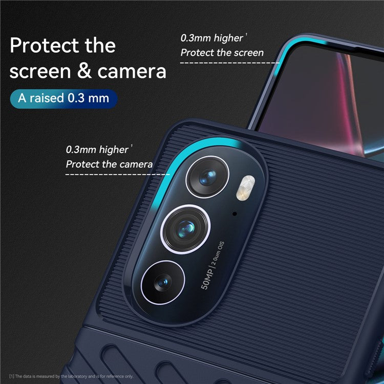 For Motorola Edge 30 Pro Thunder Series Twill Texture Thickened Anti-fall Protection TPU Case Phone Cover - Blue