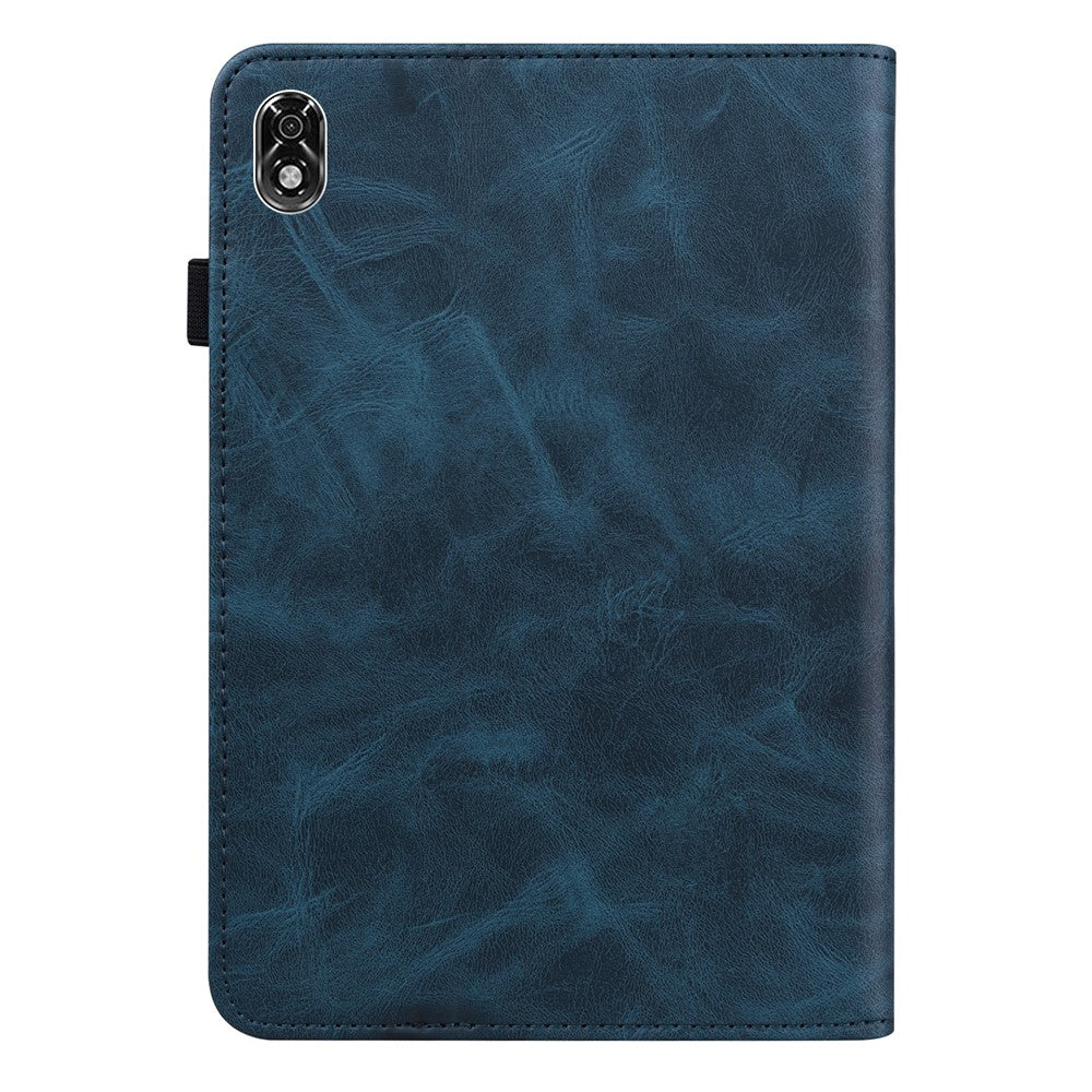 For Lenovo Legion Y700 Line Imprinted Adjustable Stand PU Leather Auto Wake/Sleep Drop-proof Tablet Case with Card Slots - Blue