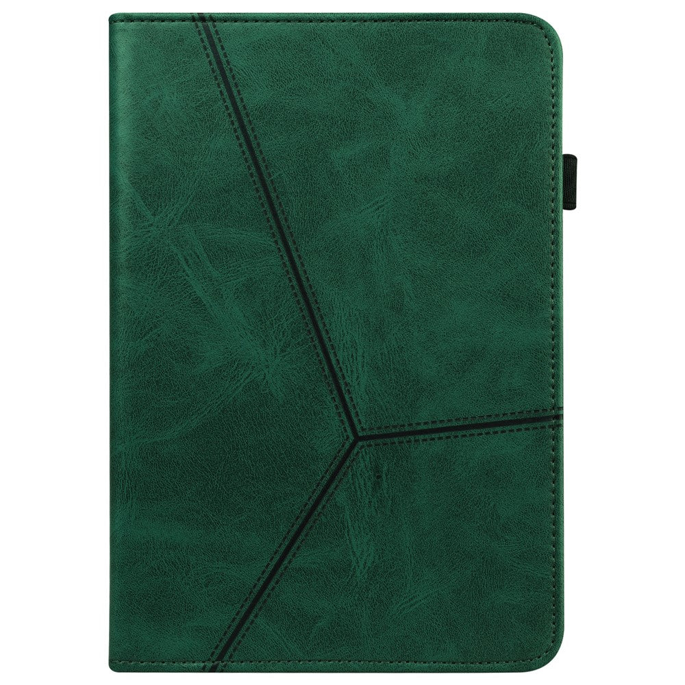 For Lenovo Legion Y700 Line Imprinted Adjustable Stand PU Leather Auto Wake/Sleep Drop-proof Tablet Case with Card Slots - Green