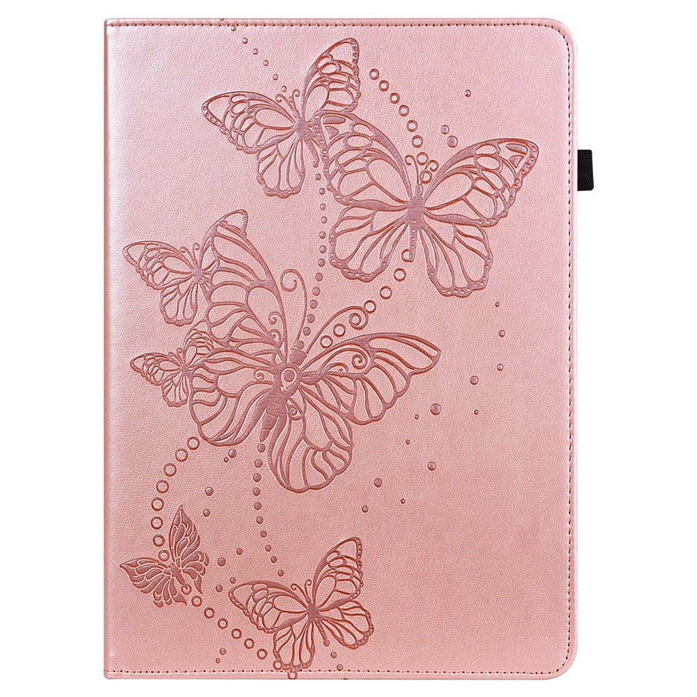 For Lenovo Tab K10 TB-X6C6F TB-X6C6L TB-X6C6X (2021) PU Leather Smart Tablet Cover Shell Auto Wake/Sleep Stand Tablet Case Imprinting Butterflies Built-in Card Slots Tablet Case - Rose Gold