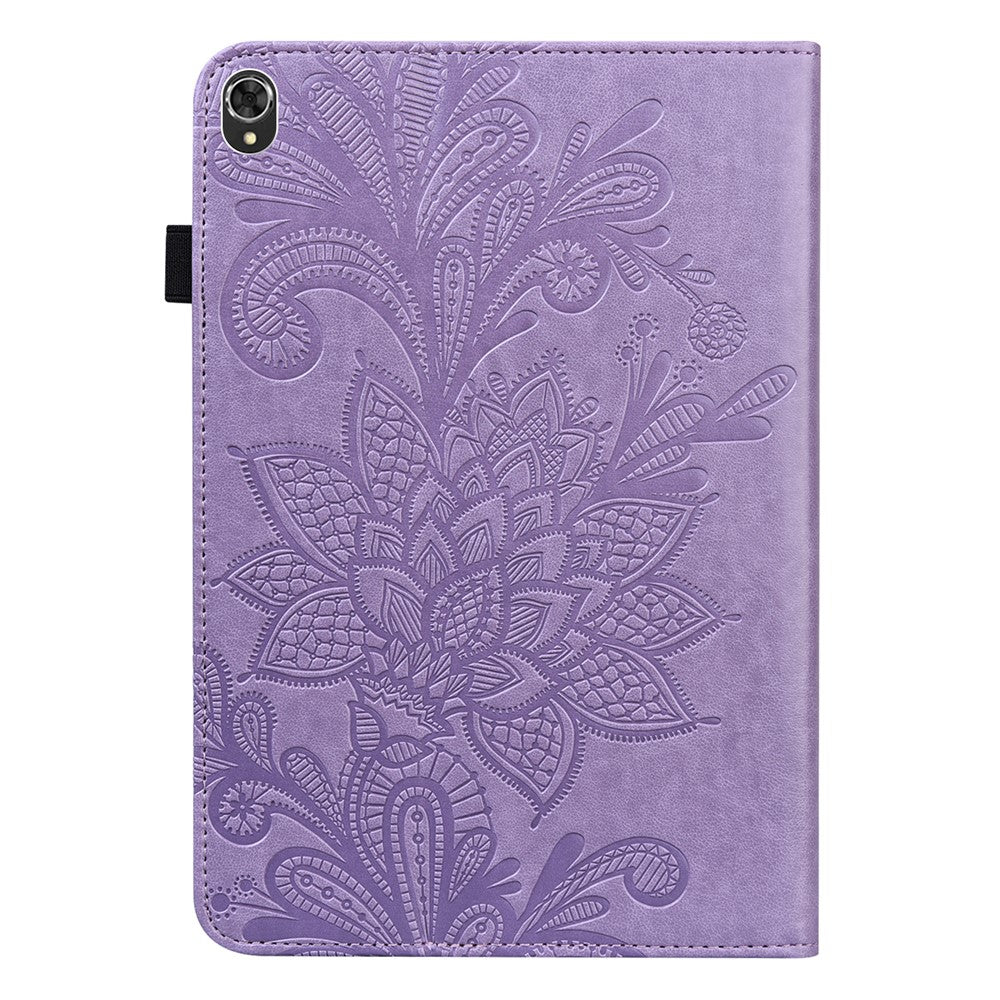 For Lenovo Tab K10 (TB-X6C6F TB-X6C6L TB-X6C6X) (2021) Flower Imprinting Auto Wake/Sleep Tablet Cover Stand Wallet Anti-drop Leather Case - Purple