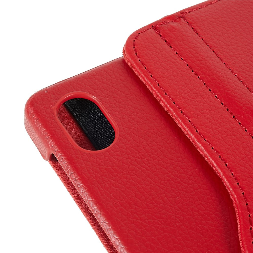 For Lenovo Legion Y700 Anti-drop Shockproof Leather Case 360-degree Rotating Protective Cover with Stand Support Horizontal/Vertical View - Red