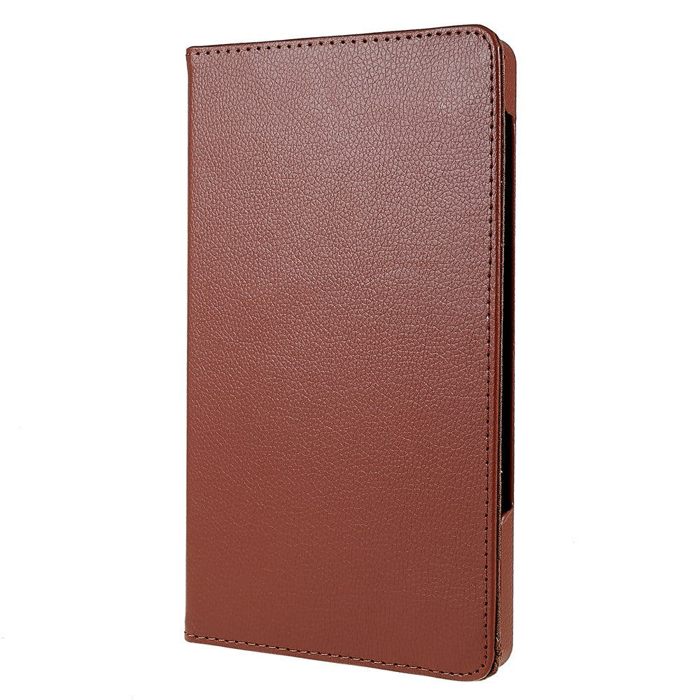 For Lenovo Legion Y700 Anti-drop Shockproof Leather Case 360-degree Rotating Protective Cover with Stand Support Horizontal/Vertical View - Brown