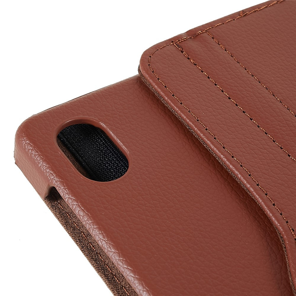For Lenovo Legion Y700 Anti-drop Shockproof Leather Case 360-degree Rotating Protective Cover with Stand Support Horizontal/Vertical View - Brown