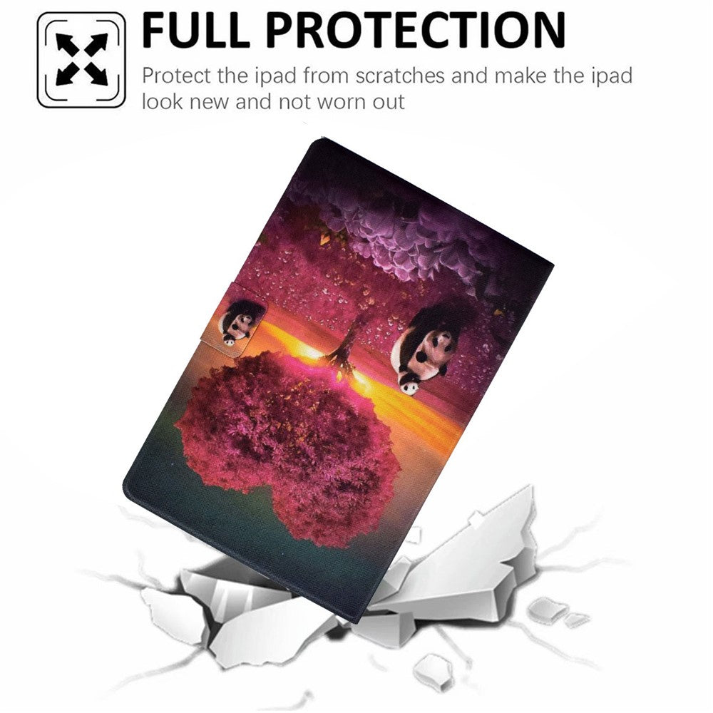 For Lenovo Legion Y700 Pattern Printing Leather Shock Proof Tablet Case Protective Cover - Tree and Panda