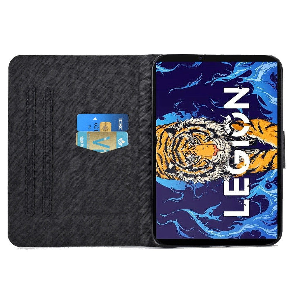 For Lenovo Legion Y700 Pattern Printing Leather Shock Proof Tablet Case Protective Cover - Cat