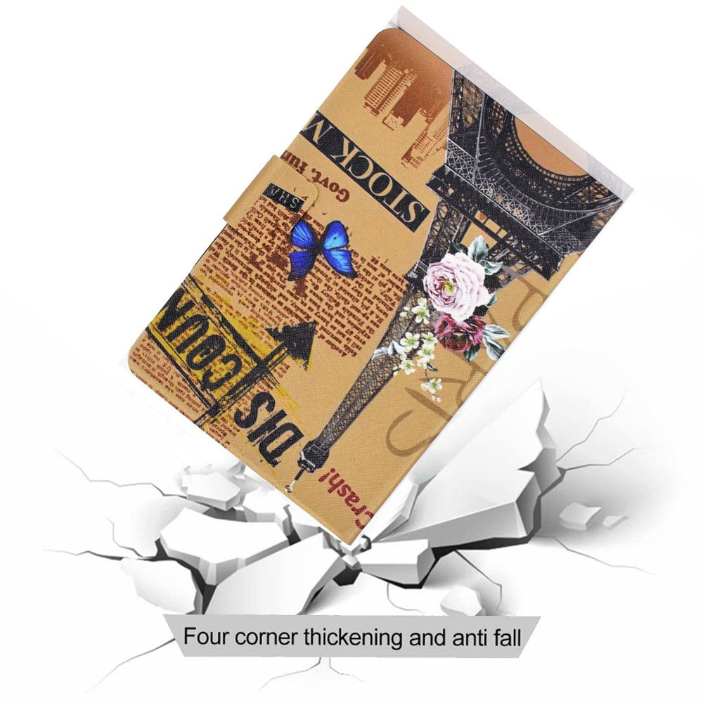 For Lenovo Legion Y700 Pattern Printing Leather Shock Proof Tablet Case Protective Cover - Iron Tower