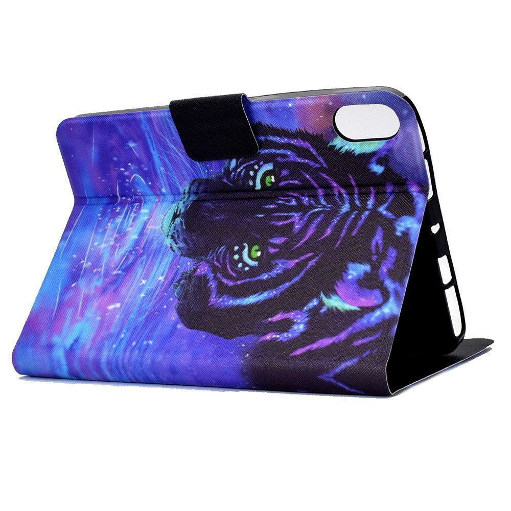For Lenovo Legion Y700 Pattern Printing Leather Shock Proof Tablet Case Protective Cover - Purple Tiger