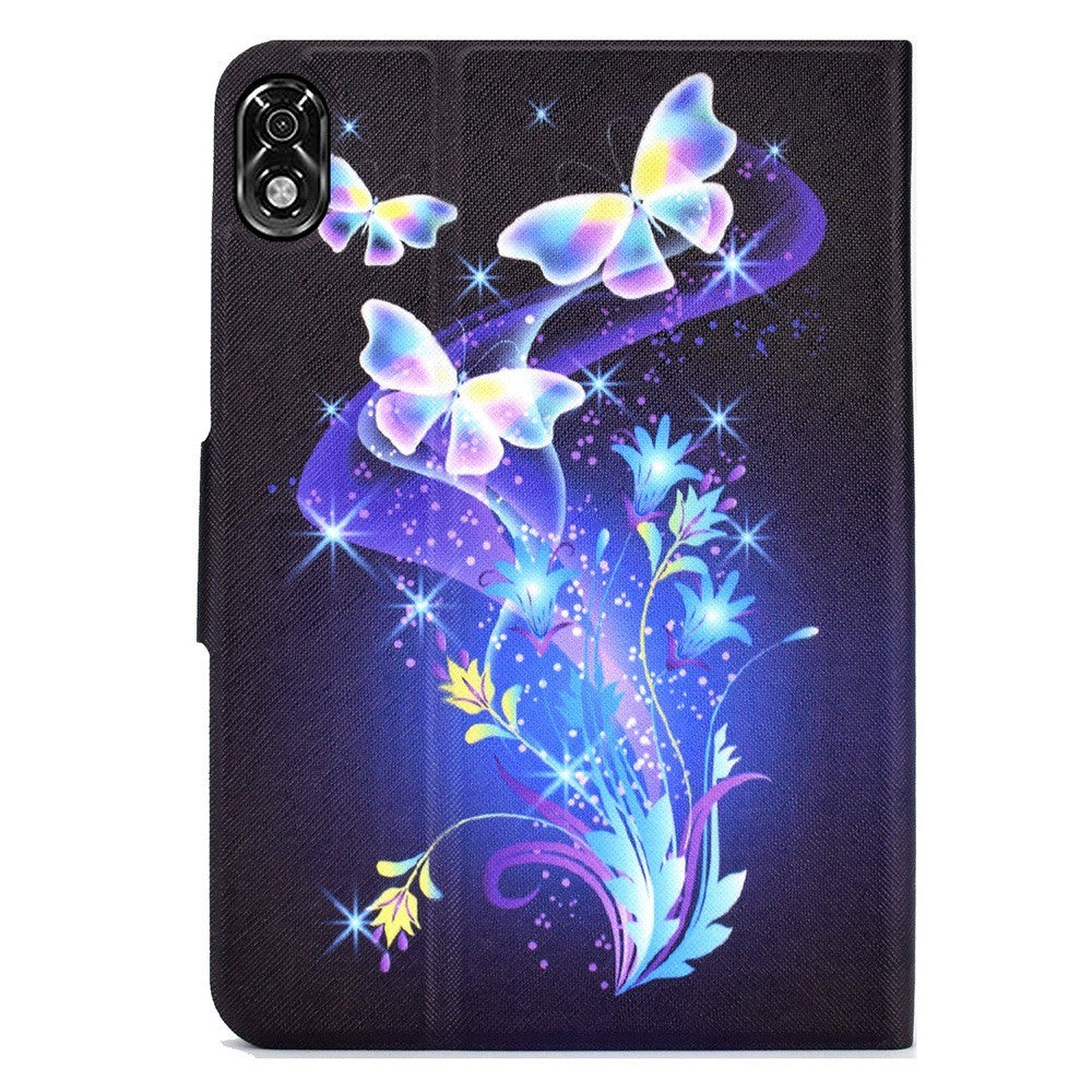 For Lenovo Legion Y700 Pattern Printing Leather Shock Proof Tablet Case Protective Cover - Flower and Butterfly
