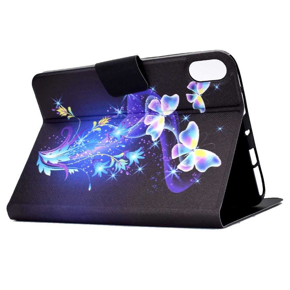 For Lenovo Legion Y700 Pattern Printing Leather Shock Proof Tablet Case Protective Cover - Flower and Butterfly