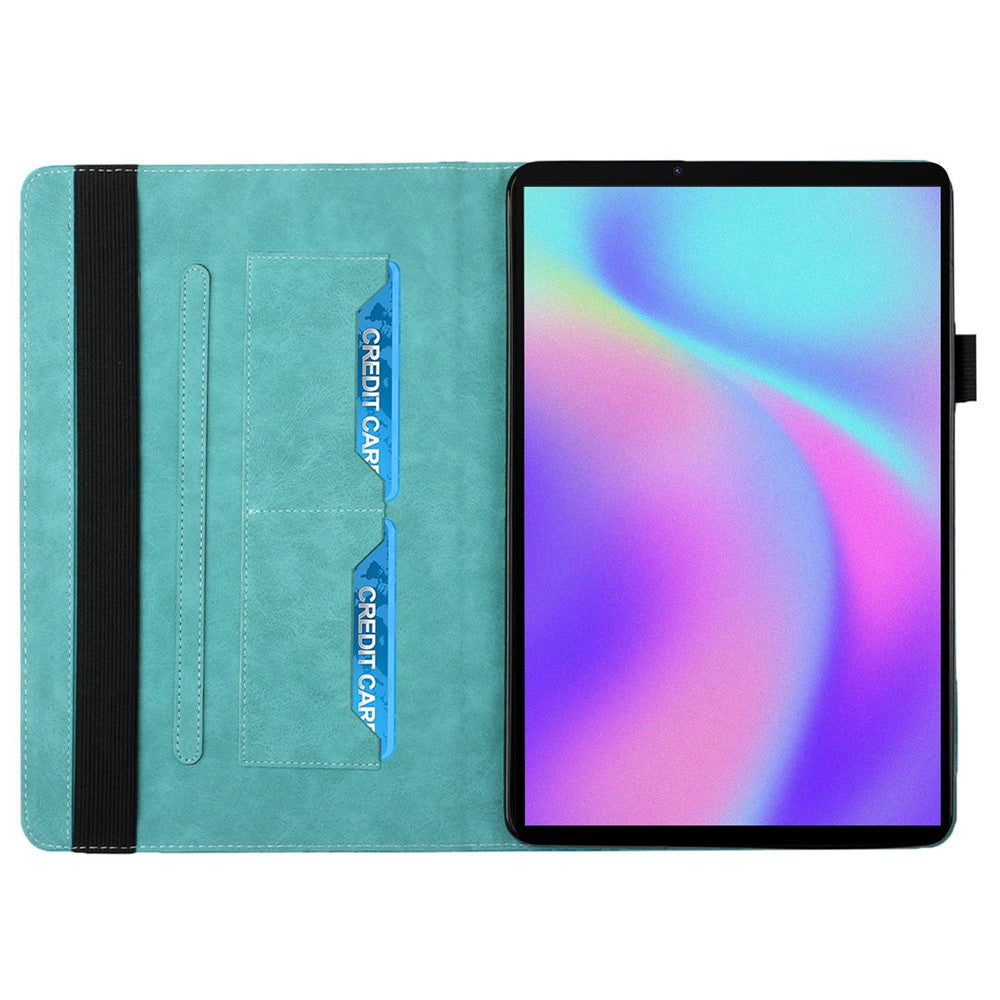 For Lenovo Legion Y700 Rhombus Imprinting Design Elastic Band Anti-scratch Leather Folding Stand Tablet Case with Card Slots - Lake Blue