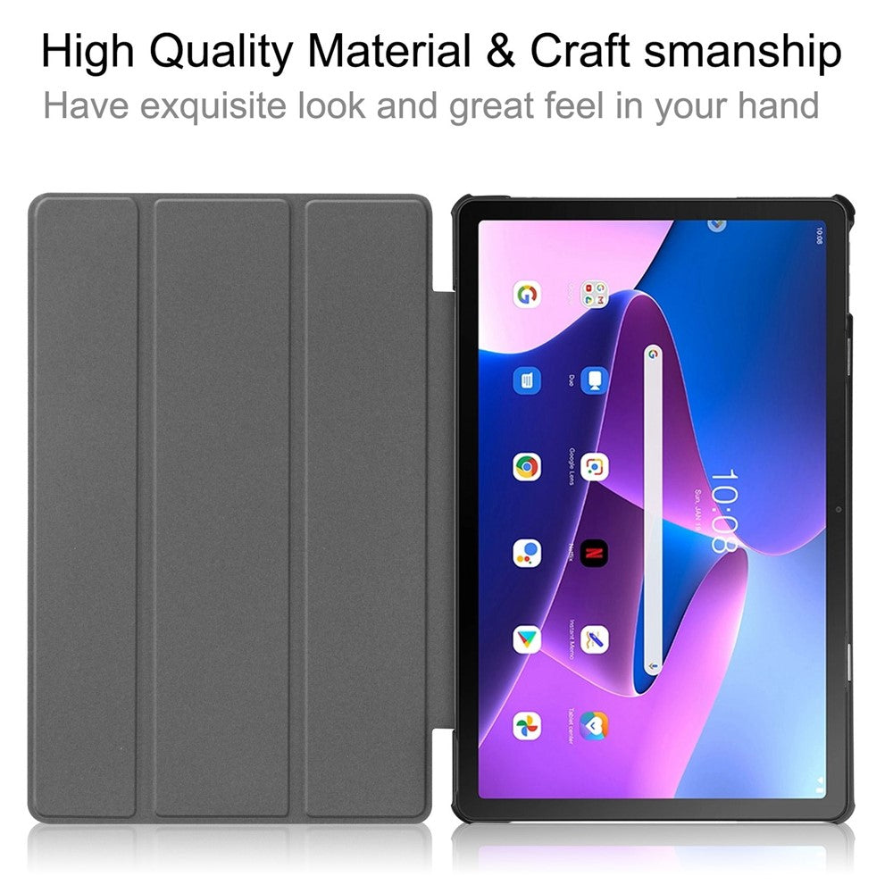For Lenovo Tab M10 Plus (3rd Gen) Pattern Printing Tri-Fold Stand PU Leather Tablet Case with Auto Sleep / Wake - Don't Touch Me
