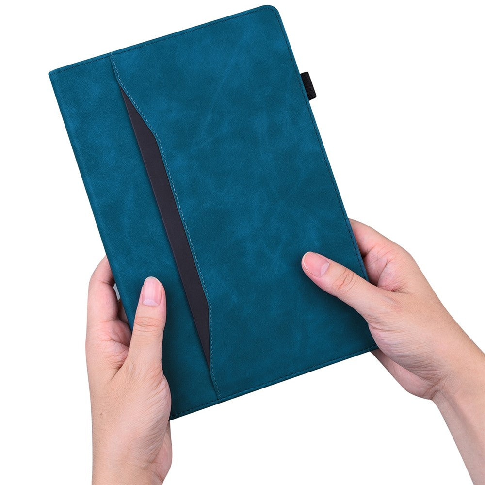 For Lenovo Tab M10 Plus (3rd Gen) 10.6 inch Tablet Case PU Leather Stand Wallet Elastic Drop-Proof Shell with Pencil Holder - Blue