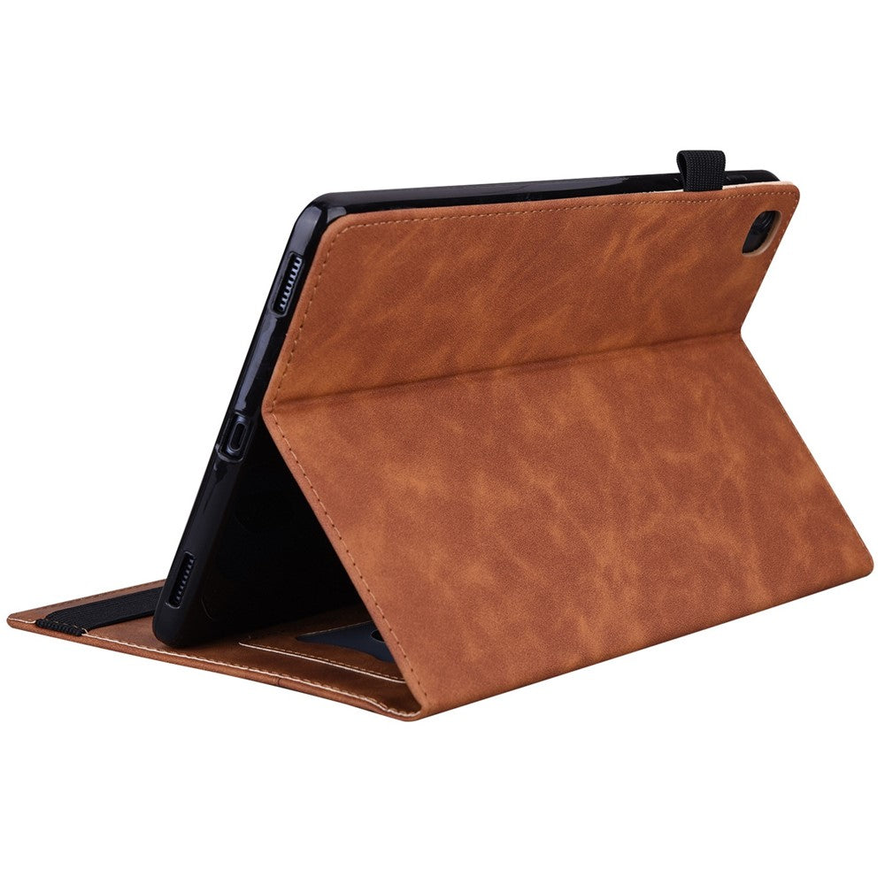 For Lenovo Tab M10 Plus (3rd Gen) 10.6 inch Tablet Case PU Leather Stand Wallet Elastic Drop-Proof Shell with Pencil Holder - Brown