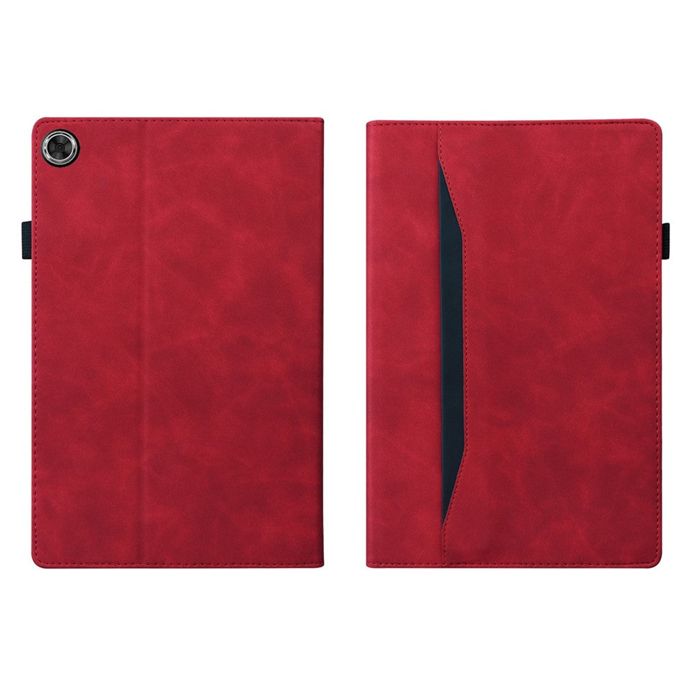 For Lenovo Tab M10 Plus (3rd Gen) 10.6 inch Tablet Case PU Leather Stand Wallet Elastic Drop-Proof Shell with Pencil Holder - Red