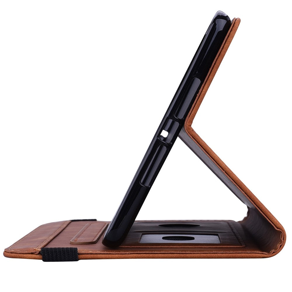 For Lenovo Tab M10 Plus (3rd Gen) Imprinted Flower Pattern Tablet Case PU Leather Card Slot Stand Shell with Pencil Loop - Brown