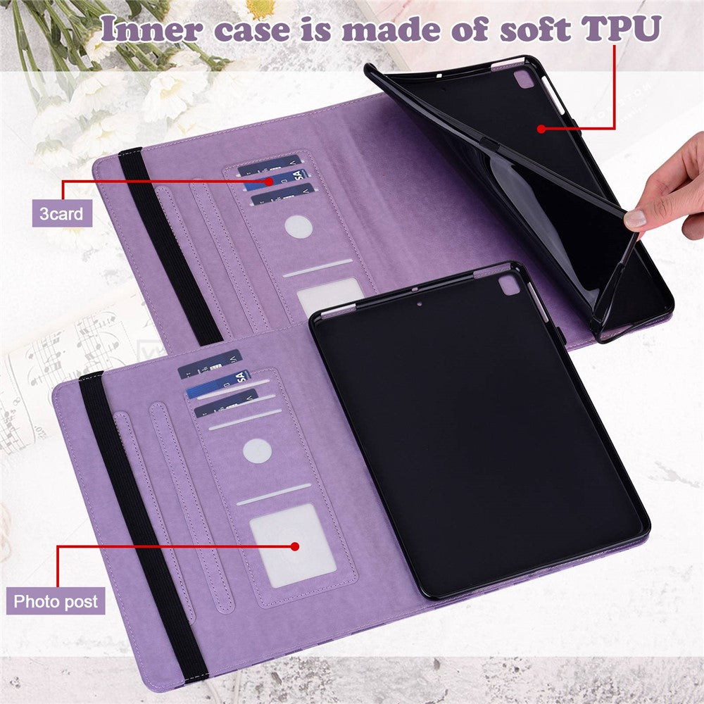 For Lenovo Tab M10 Plus (3rd Gen) Imprinting Tree Deer Pattern Tablet Case PU Leather Card Slots Stand Shell - Purple